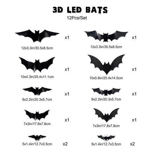 💥Only $14.99 Last Day Promotion!🎁3D Bat Design LED Decoration