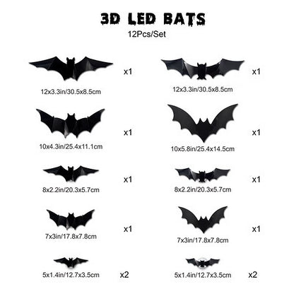 💥Only $14.99 Last Day Promotion!🎁3D Bat Design LED Decoration